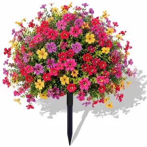 UV Resistant & Waterproof Artificial Flower Topiary Ball – Faux Flowers for Outdoor & Indoor Garden, Yard, Planter, Porch, Patio & Home Decor