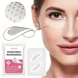 [Buy One, Get One Free]ROZINO Dissolvable Microneedle Eye Patches with Niacinamide & Vitamin C - Hydrating, Firming, Anti-Wrinkle, Brightening, Deep Penetrating, for Fine Lines, Smile Lines & Dark Circles, Gentle & Easy to Use - 1 Pair/Pack