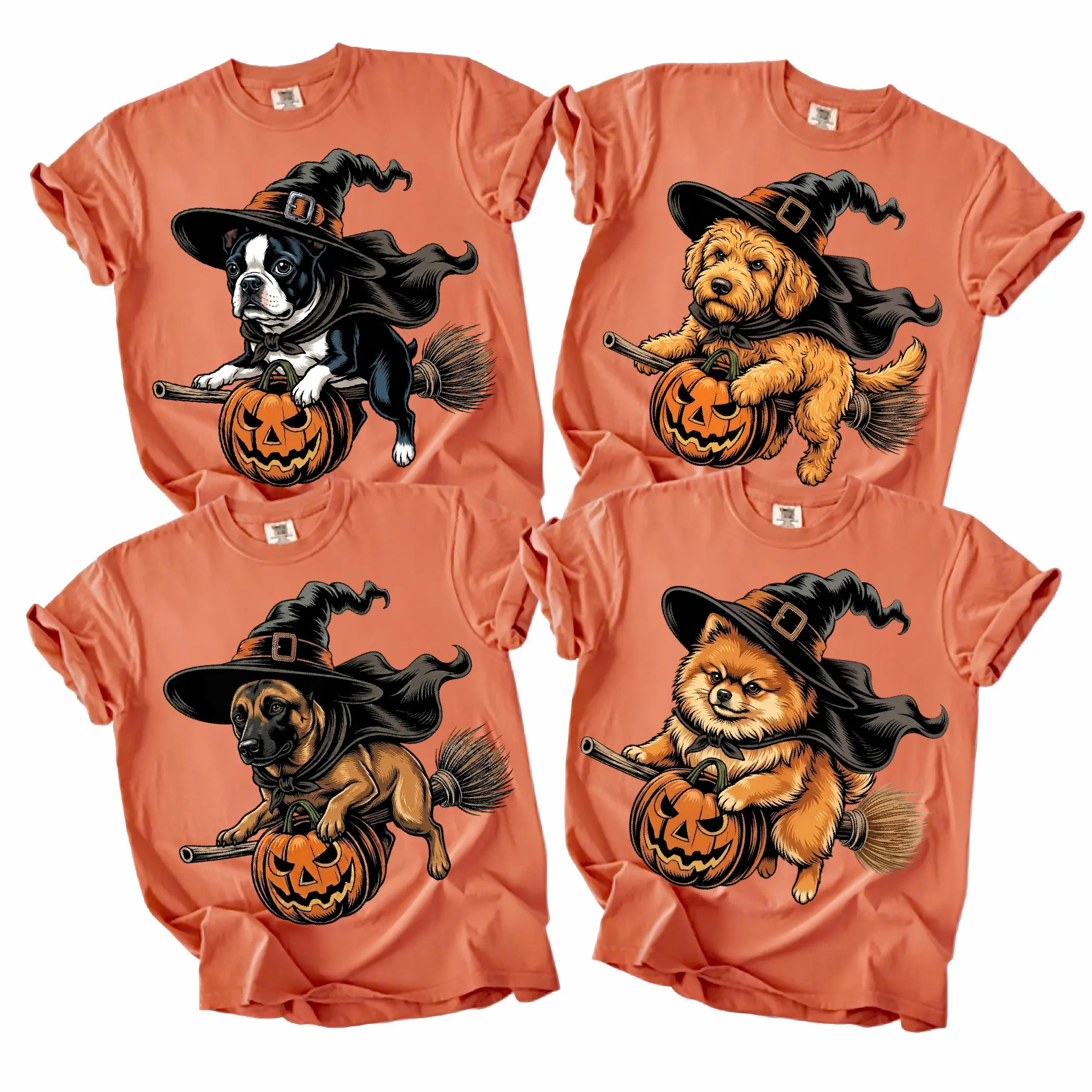 Custom Dog Comfort Colors 50+ | Funny Halloween Themed Shirt for Dog Lovers | Breed Specific Witch Costume Dog Print Tee – Cute Halloween Style | Halloween Gift for Dog Lovers