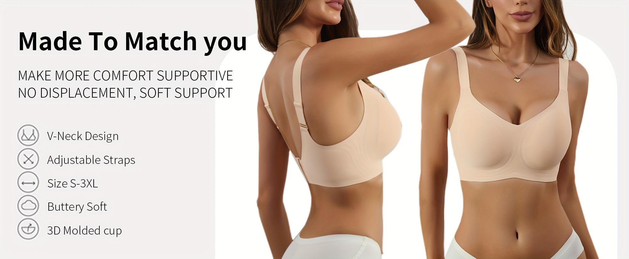 Seamless, Comfortable, And Supportive Women'S Bra with a Fixed Cup Design to Prevent Sagging And Side Bulge, Featuring No Underwire