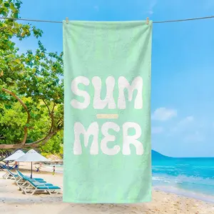 A Microfiber Beach Towel With A "summer" Pattern Is Super Absorbent, Quick-drying, And Soft Texture, Perfect For Summer Beach Days, Pool Parties, And Vacations—a Beach Essential