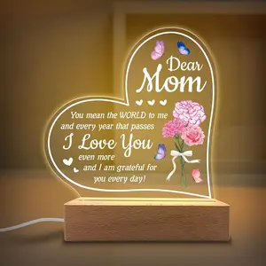 Mom Night Light Gifts - Acrylic Night Light Gifts for Mother from Son Daughter - Mom Lamp Lights Gift for Mothers Birthday Christmas Valentines Acrylic Mom