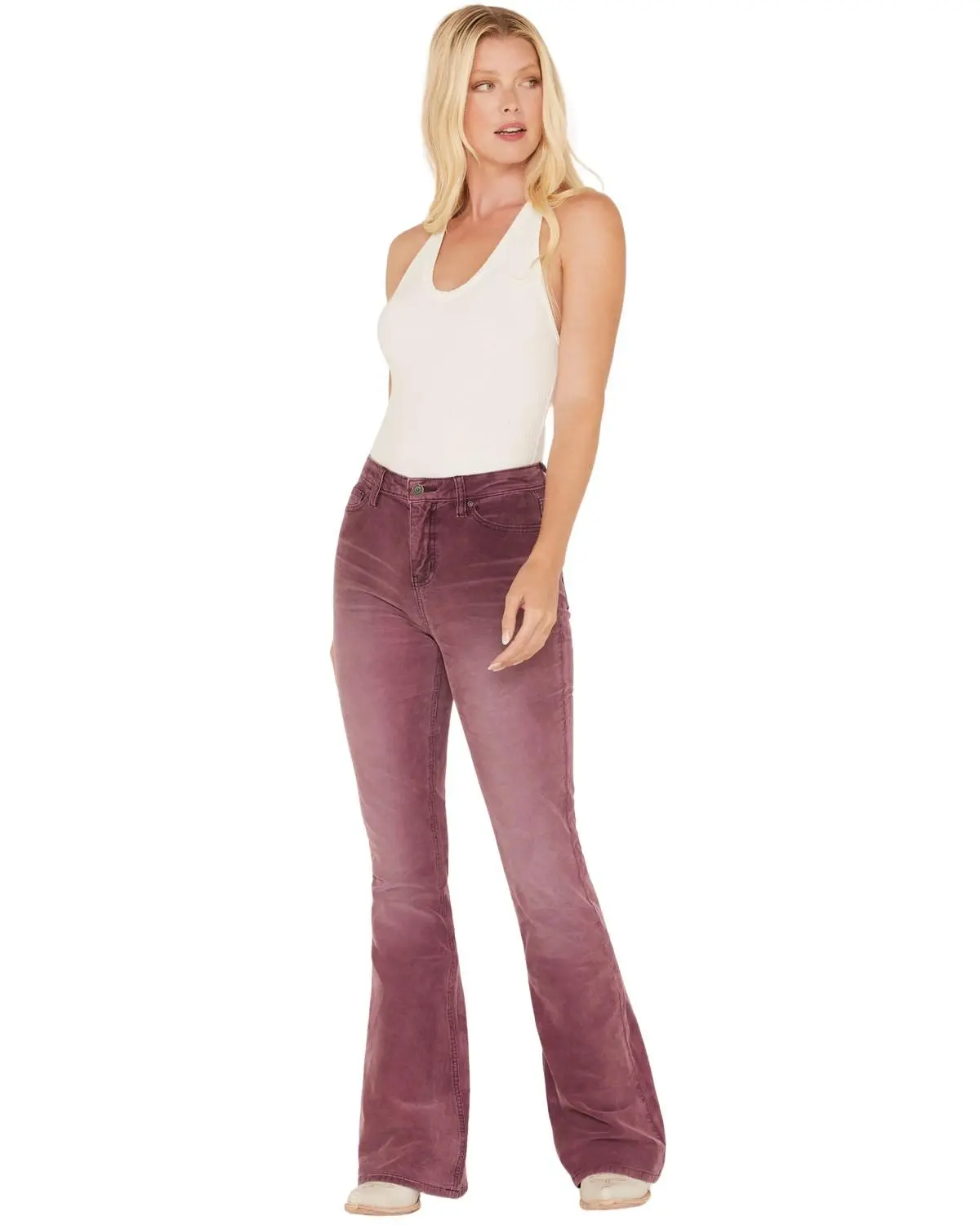 Idyllwind Women's Washed Down High Risin' Corduroy Flare Jeans - Iwfa22j2-Prpl