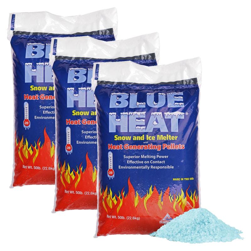 Blue Heat Ice Melt Pellets Deicer and Snow Removal for Driveway, 50 lb, 3 Pack