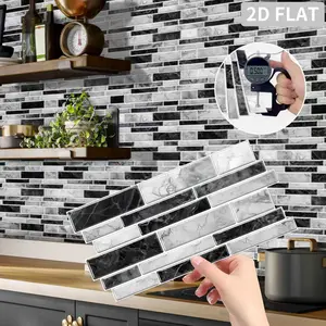 24pcs Marble Self-Adhesive Wall Tile Stickers, Decorative Wall Sticker, Bathroom & Kitchen Decor, Easy Peel-And-Stick Design, Universal Fit for Any Space