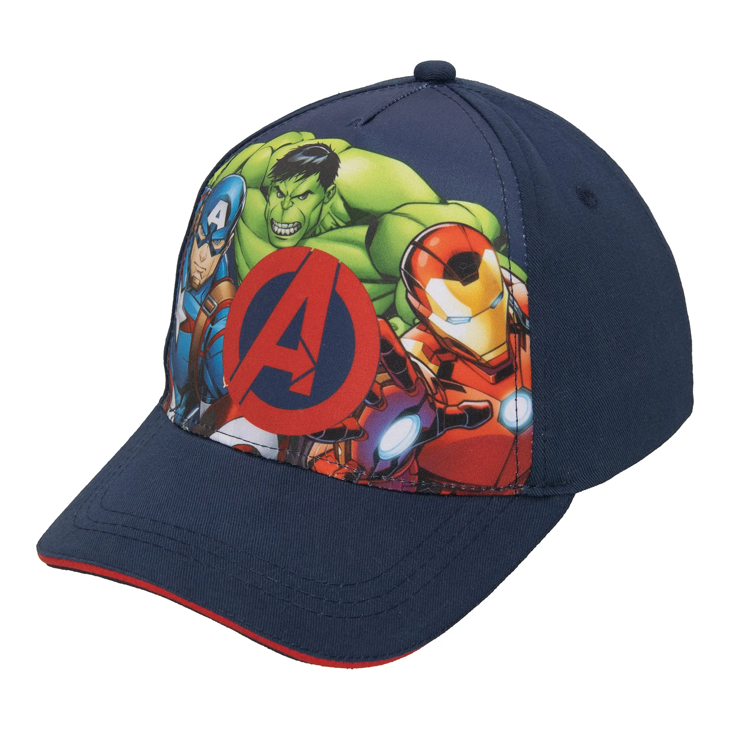 Marvel Avengers, Captain America, Hulk, Ironman Flat Brim Baseball Cap Hat, Boys Ages 5-17, Baseball Caps, Twill Fabric, Adjustable Fit, 5-17 Years, Avengers Team
