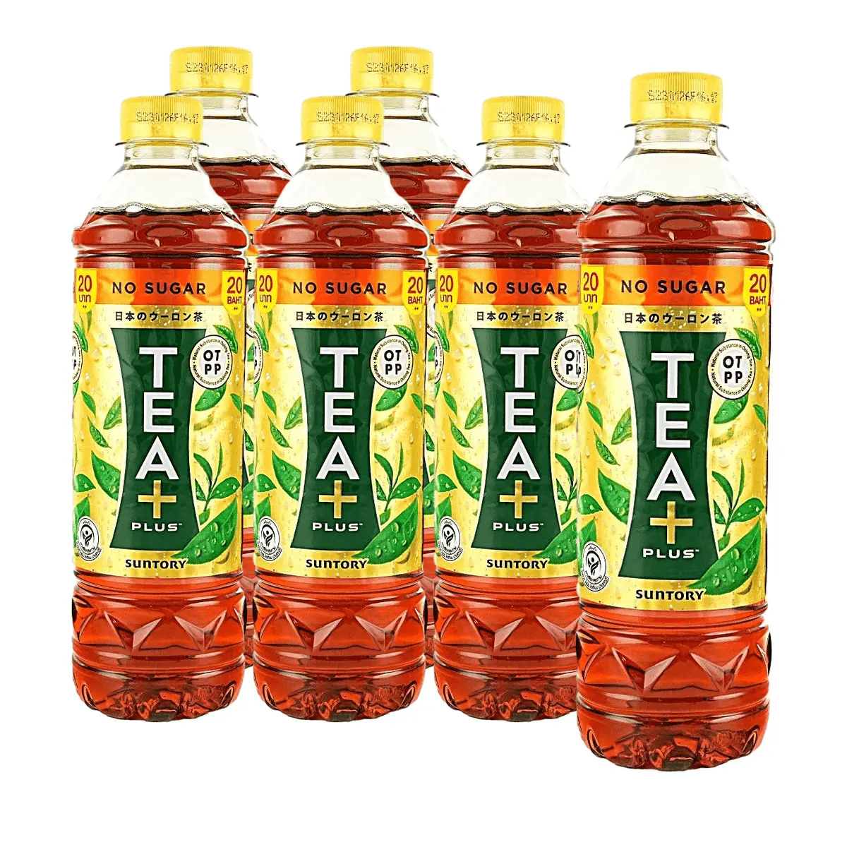 TEA PLUS Thai Oolong Tea Sugar-Free 490ml (6-Pack) - Authentic Low-Calorie Beverage for Refreshment
