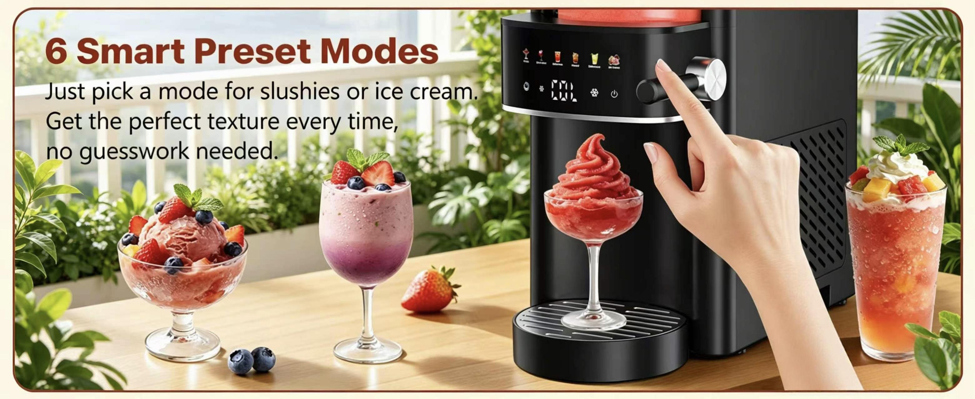 6-in-1 Slushie Machine, Ice Cream Maker and Margarita Machine,No Ice Needed, Self-Freezing with Rapid Chill, 6 Preset Modes and Automatic Cleaning, for Home, Party, Frozen Drinks, Frappe, Smoothie, Summer Must Have,backtoschool, glowup
