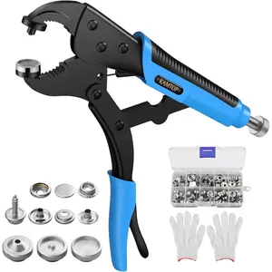 Snap Fastener Tool Kit - Snap Fastener Plier with 30 Sets Snaps, Buttons Setter Canvas Snaps Install Press Tool for Replacing Boat Cover, Tarps,