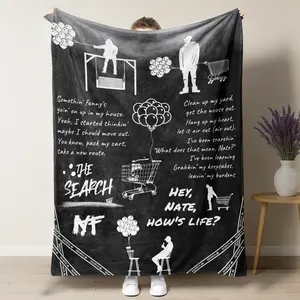 NF The Search Blanket Hey Nate How is Life Lyrics Soft Flannel Fleece Throw Real Music Rap Fan Merch Cozy Warm Cover Hip Hop Room Decor for Bed Couch Sofa Teen Boys Music Lover Gift