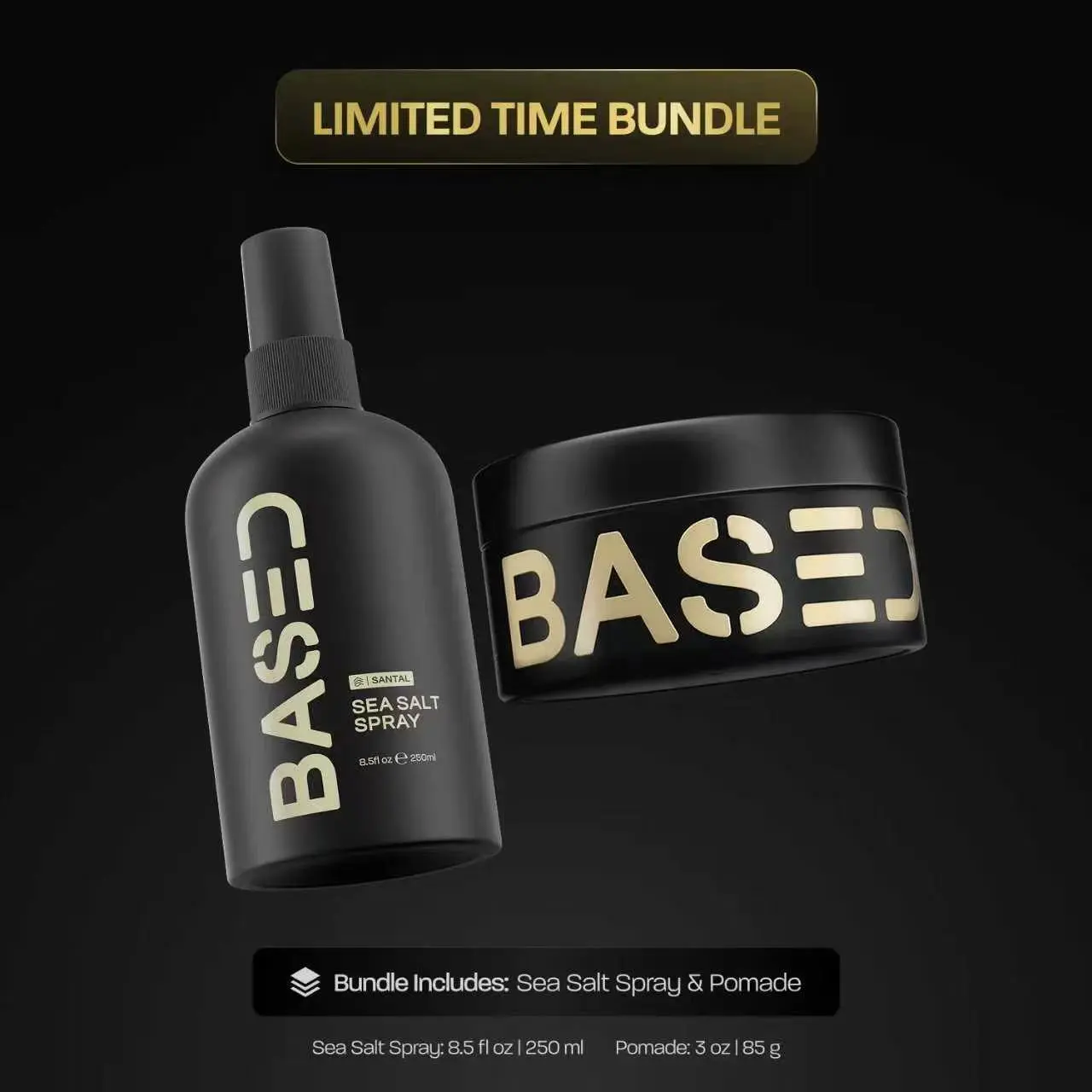 BASED Wave & Style Duo | Sea Salt Spray + Pomade | Beachy Texture & Medium Hold | Science-Backed, High Performance