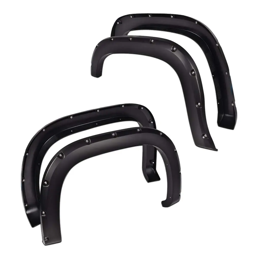 ALLGOOD 4PCS Pocket Rivet Fender Flares, Smooth Matte Black Bolt-On Wheel Arch Covers for GMC Sierra 1500 2007-2013 Truck, Automotive Vehicle Exterior Guard Shroud Trim Accessories