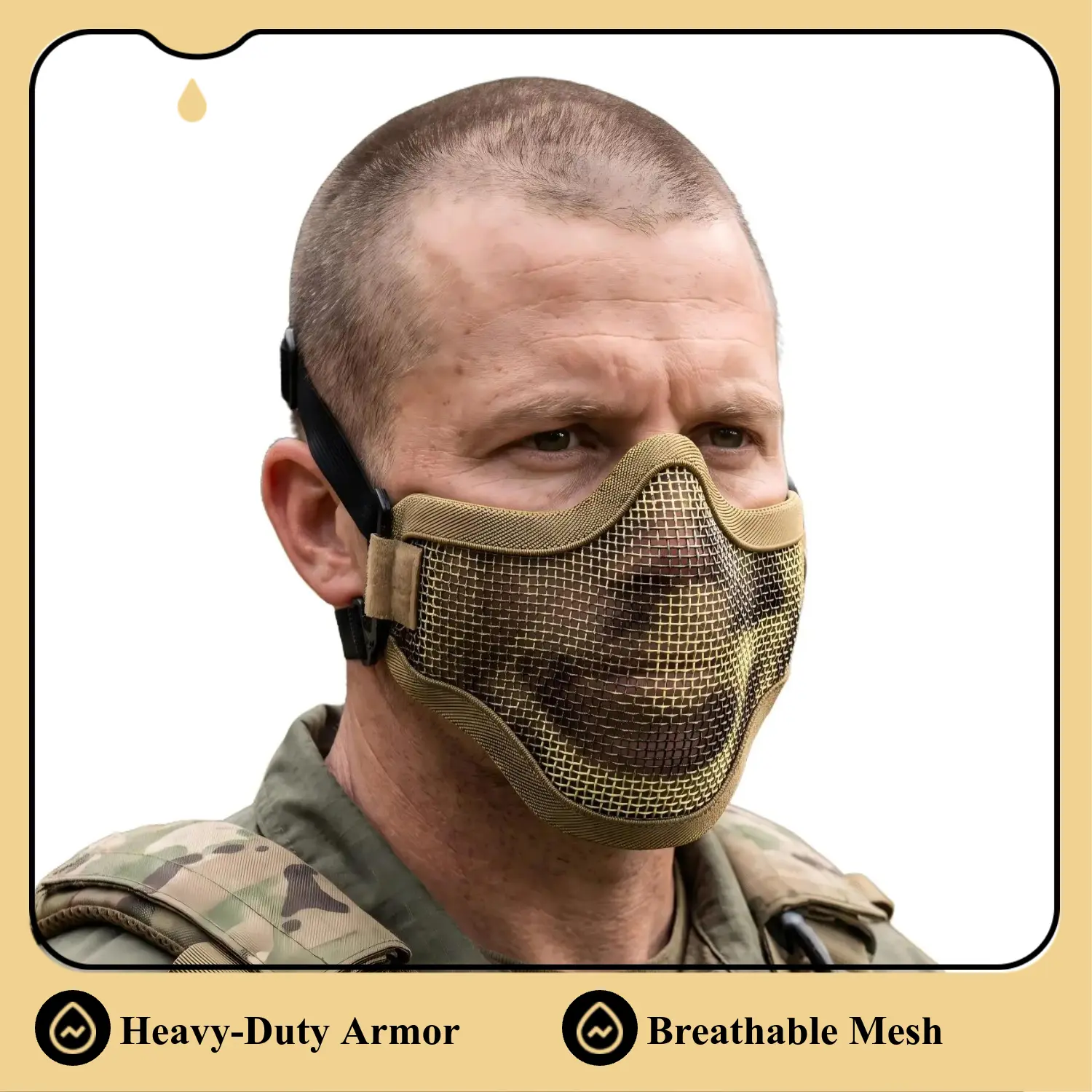 Tactical Steel Mesh Face Mask – Half Face Protector for Airsoft Paintball CS Training