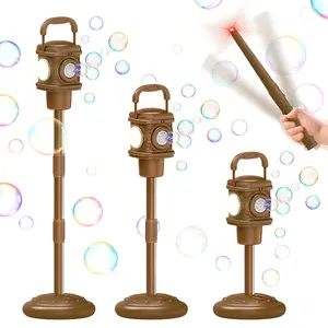 Vintage Camping Light Bubble Machine with 1 Bottle 100ML Bubble Liquid, Adjustable Height, Leak-Proof Design, Kids Educational Toy Gift
