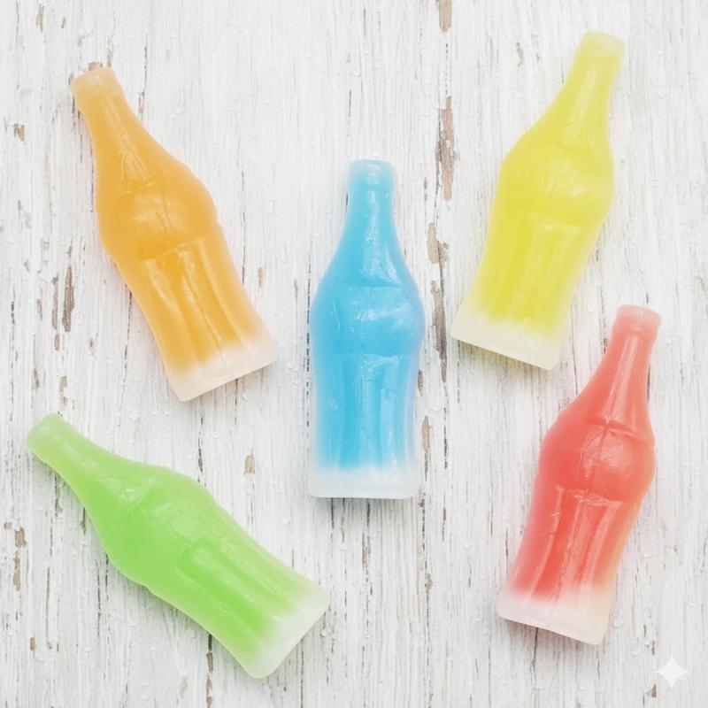 Wax Bottle Candy, 8 OZ Bag (½ LB), Retro Nostalgic Candies with Fruity Liquid Center, TikTok Trend Snack, Assorted Colors and Flavors, Heat Sealed for Freshness, Perfect for Parties and Gifts