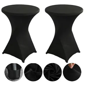 2pc Stretch Cocktail Tablecloths, Pure Durable, Polyester and Spandex Blend, Kitchen, Restaurant, Outdoor Parties, Wedding, Graduation Decor