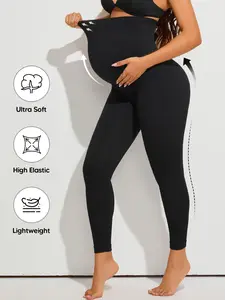 Pregnant Belly Support Leggings, High Waist Pregnancy Pants, Full Abdominal Support, Seamless Soft Stretch Fabric, Suitable for All Seasons, Maternity Apparel, Prenatal Maternity Clothing