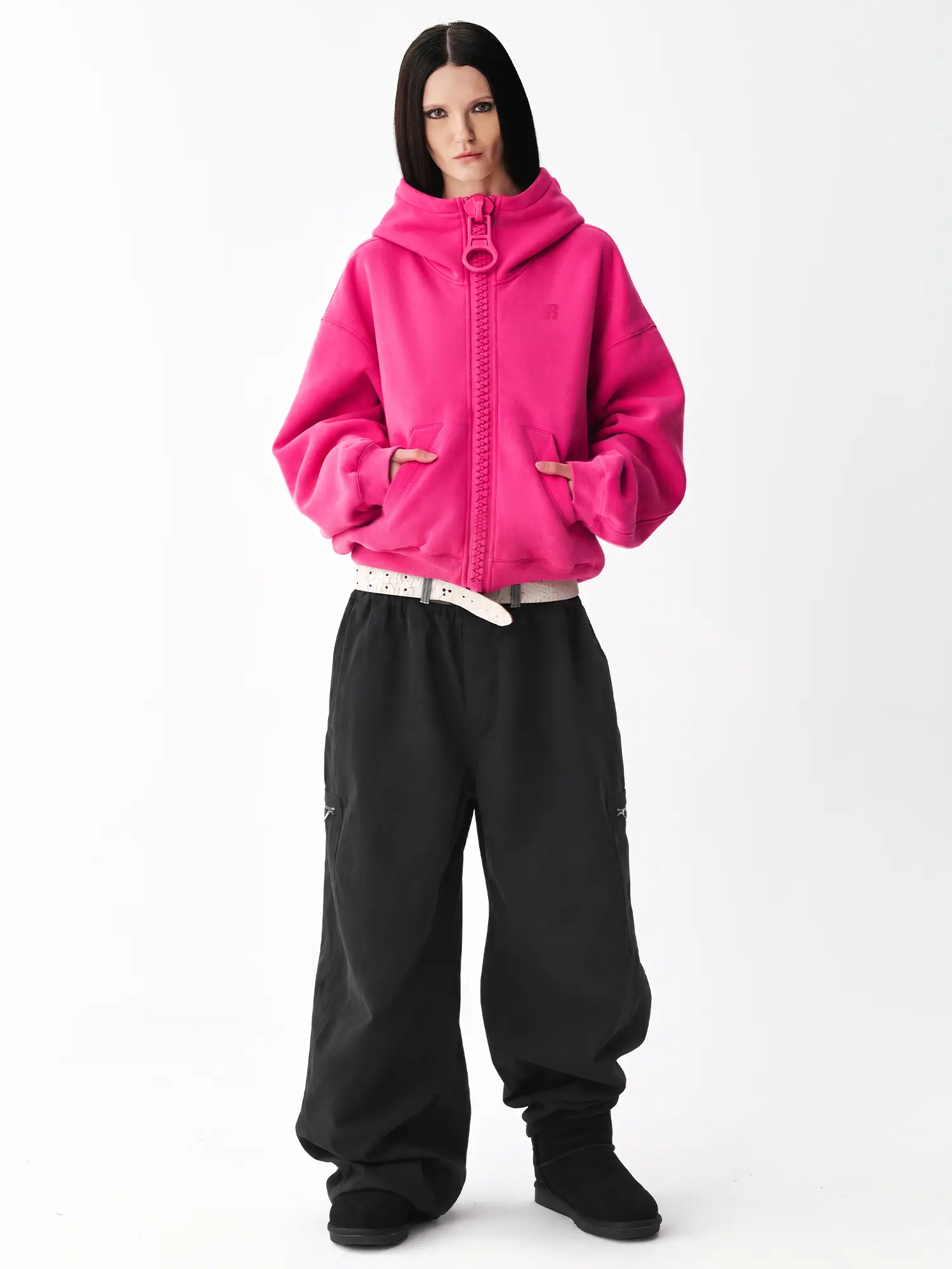 FDR Unisex Oversized Zip-Up High Neck Fleece Hoodie Jacket, Cozy Full-Zip Hooded Sweatshirt with Vintage Y2K Streetwear Style