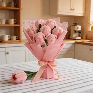 This exquisite bouquet of lifelike tulips, crafted from chenille stems, is perfect for festive occasions such as Mother's Day and graduation season. An elegant home décor piece, these "everlasting flowers" are effortless to maintain.