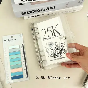 Vertical Savings Journal with Sticky Notes, 6-Hole Iron Clips, 12-Month Cash Challenge Diary, PVC Ring Binders, Ideal Gift for Family