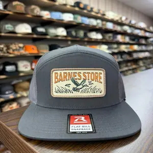 Barnes Woven Patch 7 Panel Hat - Charcoal