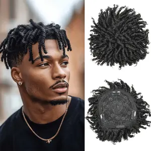 Short Dreadlock Hair Topper Wig With Clip In Braided Hair Half Wigs For Men Short Synthetic Dreadlocks Hair Pieces Toupee Afro Hair For Men Topper Wiglets Hairpieces For Thinning Hair(1B), Christmas Wig