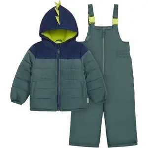Carter's Toddler Boys' Heavyweight 2-Piece Skisuit Snowsuit Set, Navy/Green Dino, 2T