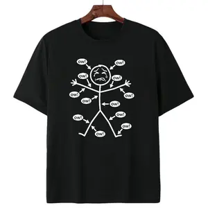 Funny Ow Everywhere Stick Figure Crying Meme Graphic T-Shirt For Chronic Pain Sufferers And Relatable Humor Lovers