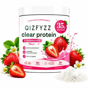 Whey Protein Isolate 35g Protein with Collagen Peptides & Digestive Enzymes – Post-Workout Recovery Shake | 90 Calories | Strawberry Peach Flavor