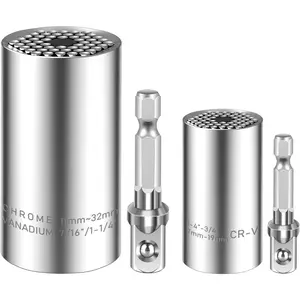 Universal Socket Set(11-32mm 7-19mm) for Unscrew Any Bolt Multi-Function Universal Socket Tool with 3/8" 1/2" Power Drill Adapters Birthday Gift for Dad, Husband, Man, Handyman, Father Gadgets
