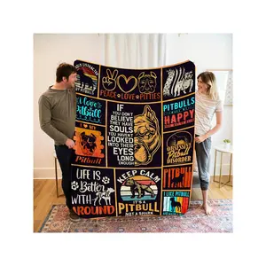 1pc Cozy Pitbull Love Fleece Blanket – Soft, Warm Flannel Throw With Fun Pitbull Designs & Phrases – Perfect Gift For Pitbull Lovers, Ideal For Home Decor, Camping, Travel & Naps, Pitbull Decor-30*40in
