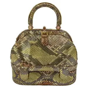 Pre-owned JUDITH LEIBER Python Snakeskin Top Handle Bags Vintage Pink Gold 007 James Bond Bag