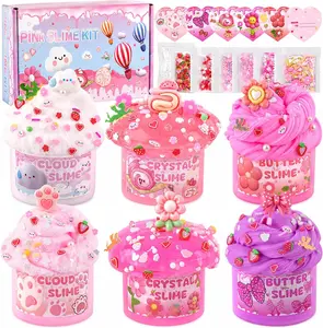 6 Pack Slimes, Pink Slime Kids, Cloud Slime kit for Girls Ages 8-12, Toys for Girls and Boys, for Kids Slime Set Party kit Goodie Bag Stuffers, 4 5 6 7 8 9 10 Year Old Girl Birthday Gift Cute Stuff