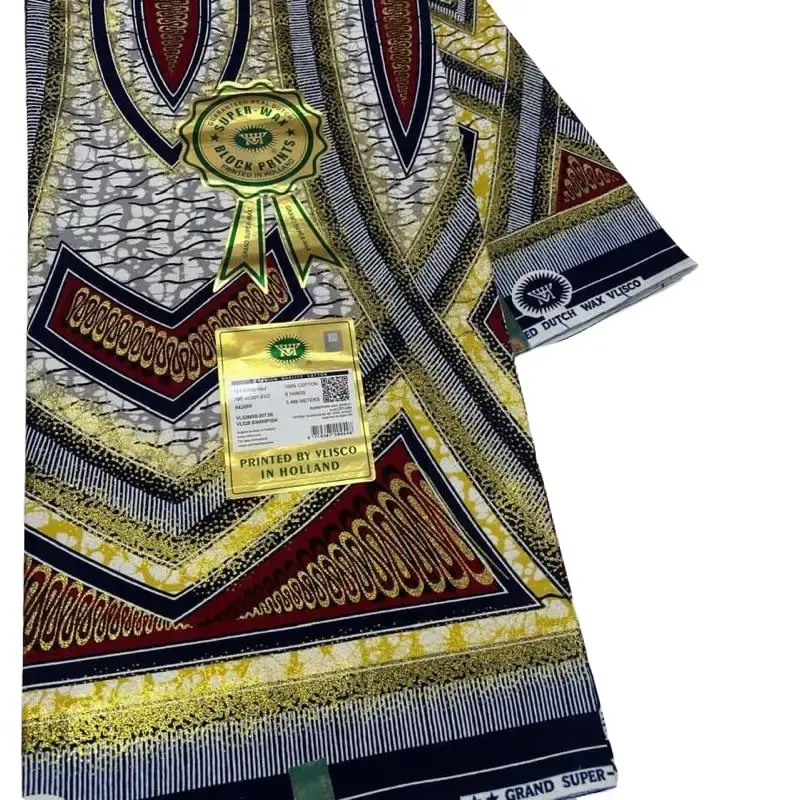 Vlisco Super Wax Hollandais Glitter 100% Cotton Fabric High Quality Everyday Use with Elegant Glitter Finish