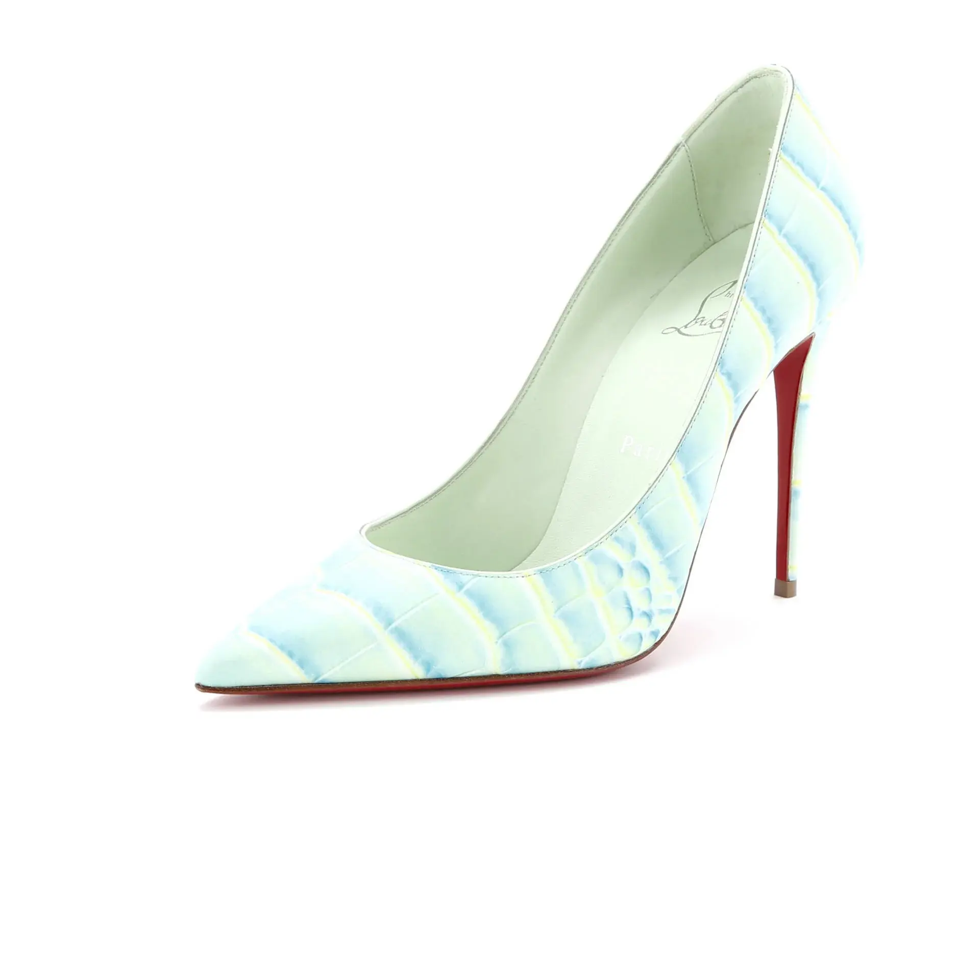 Pre-owned Christian Louboutin Women's Kate Pumps Crocodile Embossed Leather 100 by Rebag