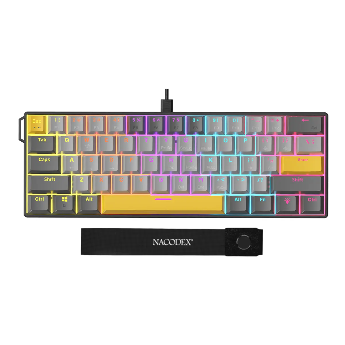 AJAZZ NK61 Wired Mini Gaming Keyboard, 61-Key Low-Profile Mechanical Switch, Slim Body, 22-Key Rollover, Gaming PC Accessories, Illuminated Mechanical Keyboards, Micro RGB Keyboards, Keyboard For Gaming
