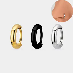 Oufer Chunky Fake Gauge 20G Hinged Segment Stainless Steel Nose Ring