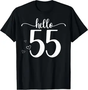 100% Cotton 55th Birthday Party Hello 55 Years Old T-Shirt