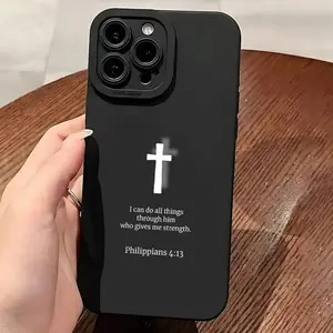 Cross Print Phone Case, Shockproof Phone Protective Cover, Phone Accessory Compatible with iPhone 11 12 13 14 15 Plus Pro Max 16 Series