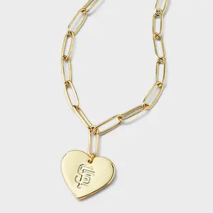 Bijoux Sport by Luv Aj MLB Gold Logo Heart Coin Pendant Necklace - San Francisco Giants: Brass Chain, 16" Length, Lobster Claw Clasp