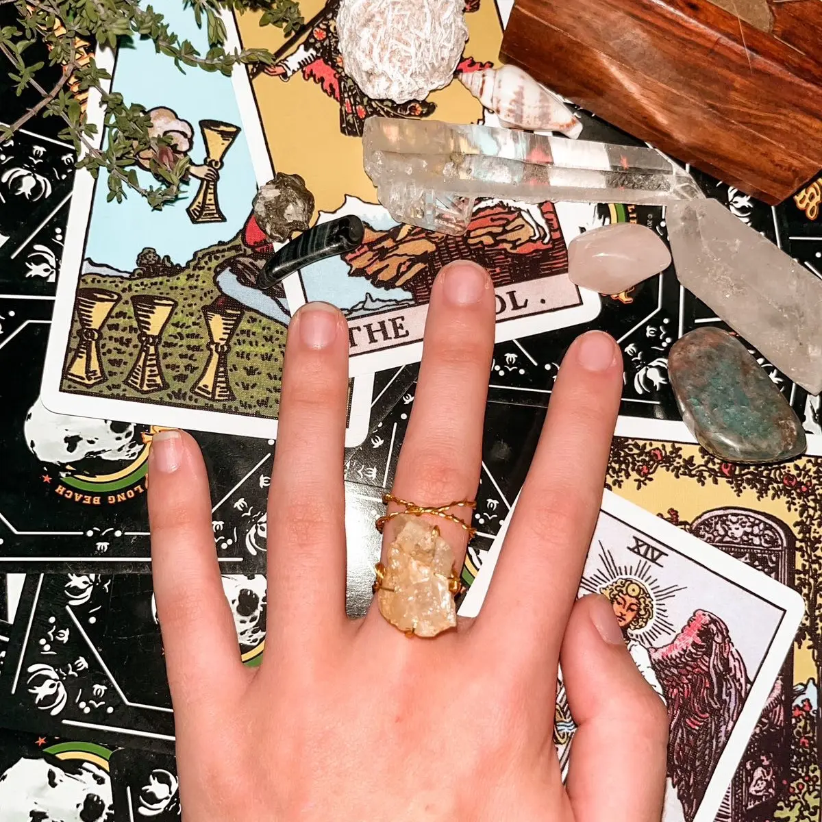 Calcite raw crystal wire ring