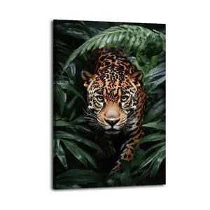 Jaguar in Jungle Aesthetic Wall Art, Wonderful Canvas Poster for Girlfriend/Boyfriend, Premium Quality, Beautiful Gift Idea for Home Artistic Artwork