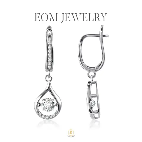 EOM 18K Gold-Plated Moissanite 1ct Y2K Glow of Firefly Teardrop Dangle Earrings Silver-Plated Valentine's Day Wedding Engagement Anniversary Romantic Elegant Gift Daily Wear