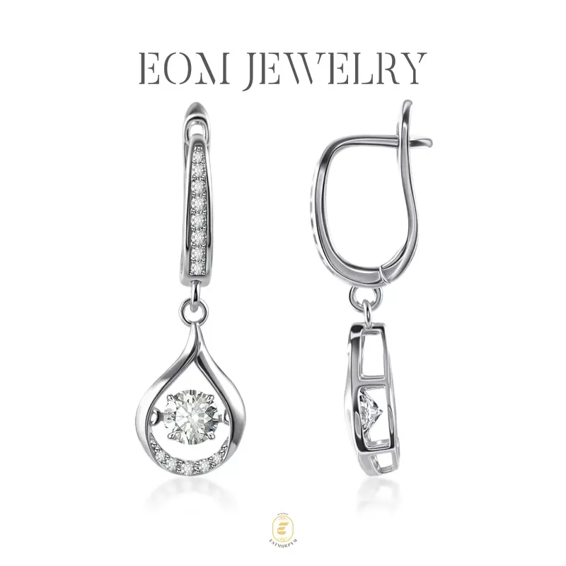 EOM 18K Gold-Plated Moissanite 1ct Y2K Glow of Firefly Teardrop Dangle Earrings Silver-Plated Valentine's Day Wedding Engagement Anniversary Romantic Elegant Gift Daily Wear
