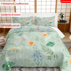 TikTok Made Me Buy It! 2026 Floral Bedding Trend! 3Pcs Mint Green Flower Bed Cover Set | 1 Bedspread + 2 Pillowcasesowcases | Multiple Sizes (Twin/Queen/King) Soft Bedding Sets Soft & Breathable