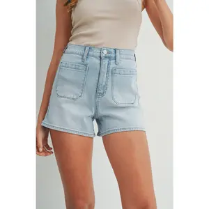Patch It Up Denim Pocket Shorts - Light Wash