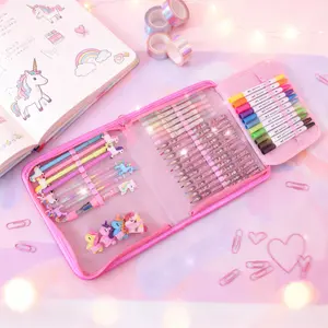 50PCS Washable Markers Set - Art Coloring Drawing Kits with Unicorn Pencil Case, Art Supplies Stationary Set Pencil, Crayon&Markers Stuff, Birthday Gifts Toys for Girl