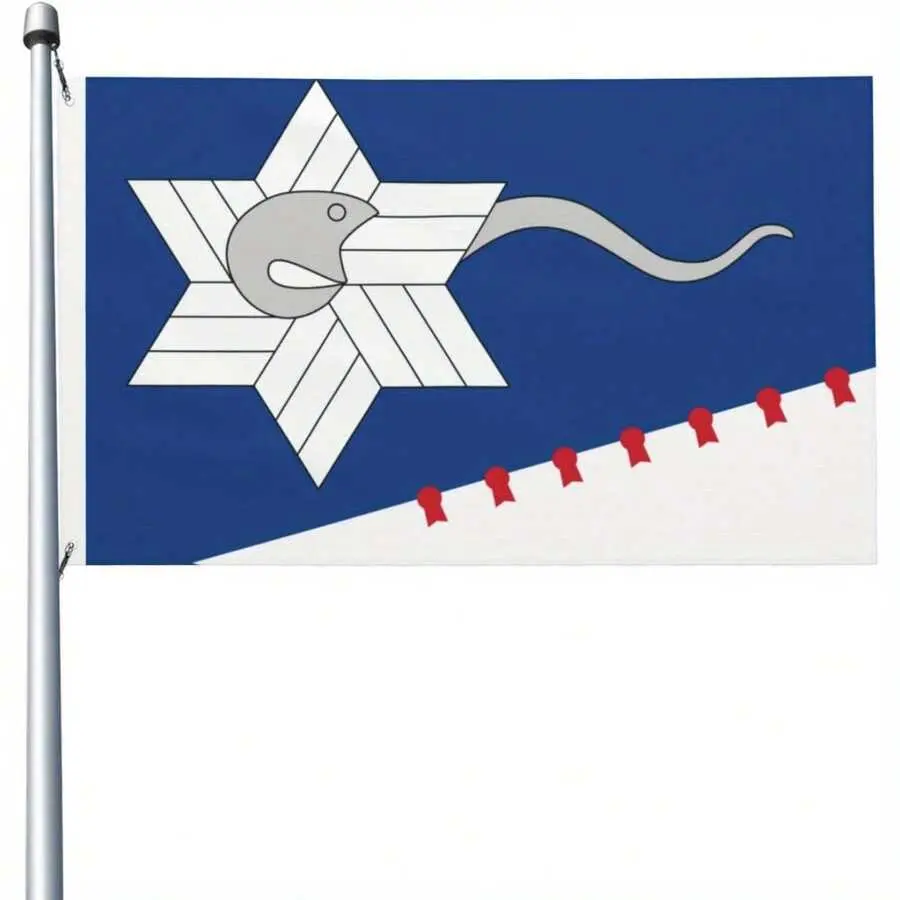 Blue and white flag with star and serpent design  1993 Carmel-by-the-Sea flag replica - Polyester  Historical and religious symbol flag with star and serpent design - 3x5 feet