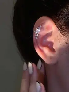 Fashion Tassel Non-Pierced Cartilage Earrings, Comfortable Wear, Cubic Zirconia Star Design, Chic Jewelry for Any Occasion, Versatile Earrings