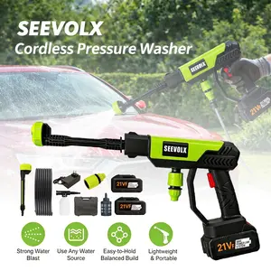【MothersDayGift】SEEVOLX 21V Portable Battery Powered Power Cleaner, Cordless Pressure Washer, High Pressure Washer for Car Washing, Garden, Patio, Fence and Home Cleaning